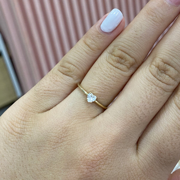 Anillo Corazón Recto Blanco