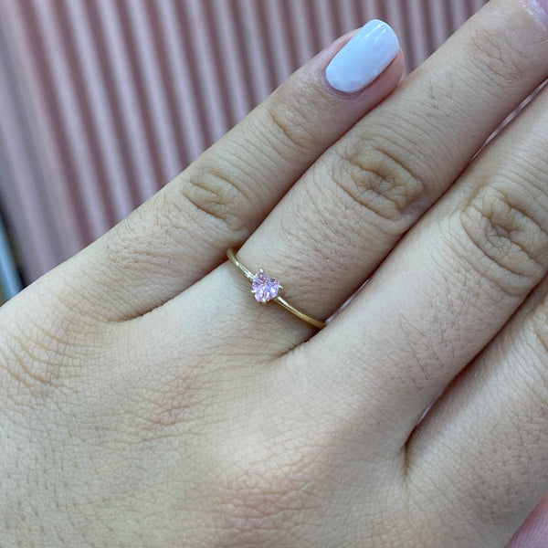 Anillo Corazón Recto Rosa